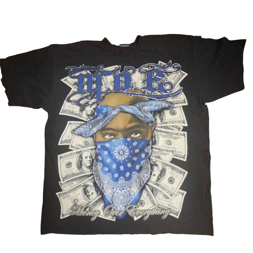 Tupac 2pac MOE Money Over Everything Graphic Shirt 2XL Streetwear Thug Life Y2K